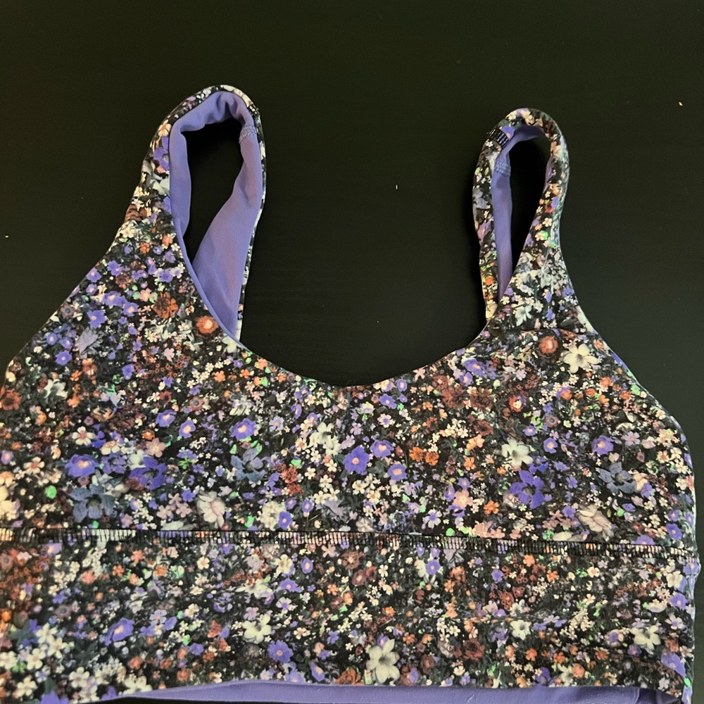 lululemon reversible Floral Purple Black Sports Bra